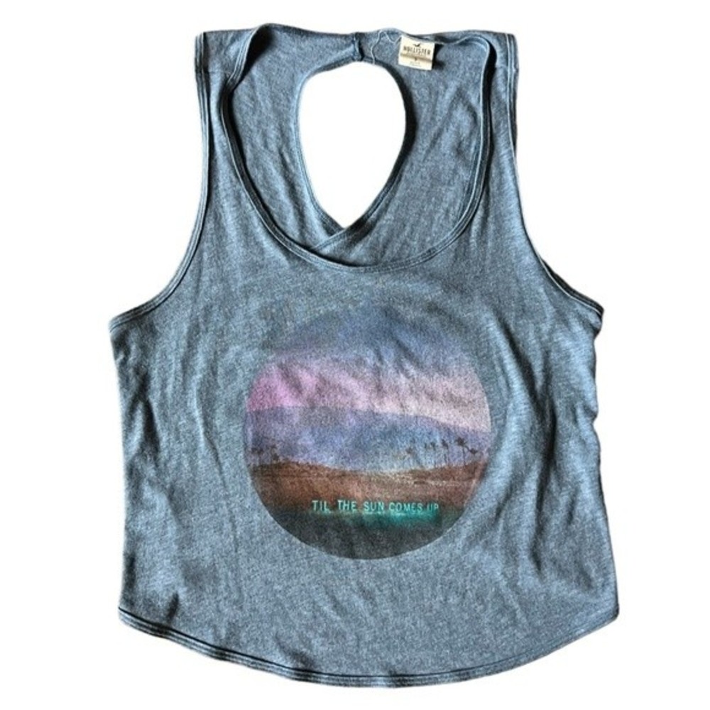 Hollister Cropped Tank Open Back Detail Size Small S Blue Tulip
